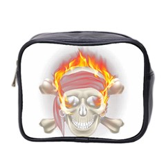 Fire Red Skull Mini Toiletries Bag (two Sides)