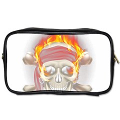 Fire Red Skull Toiletries Bag (two Sides) by Mariart