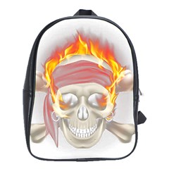 Fire Red Skull School Bag (xl) by Mariart