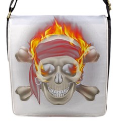 Fire Red Skull Flap Closure Messenger Bag (s) by Mariart