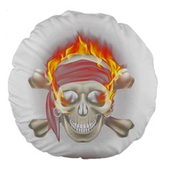 Fire Red Skull Large 18  Premium Flano Round Cushions by Mariart