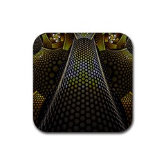 Fractal Hexagon Geometry Hexagonal Rubber Coaster (square)  by Mariart