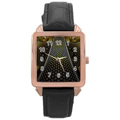 Fractal Hexagon Geometry Hexagonal Rose Gold Leather Watch  by Mariart