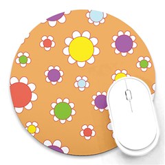 Floral Flowers Retro Round Mousepads by Mariart