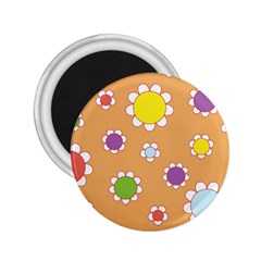 Floral Flowers Retro 2 25  Magnets by Mariart