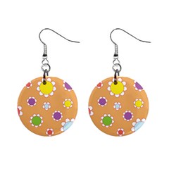 Floral Flowers Retro Mini Button Earrings by Mariart