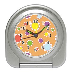 Floral Flowers Retro Travel Alarm Clock by Mariart