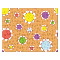 Floral Flowers Retro Rectangular Jigsaw Puzzl by Mariart