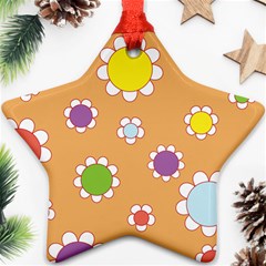 Floral Flowers Retro Star Ornament (two Sides)