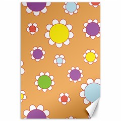 Floral Flowers Retro Canvas 12  X 18  by Mariart