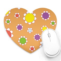 Floral Flowers Retro Heart Mousepads by Mariart