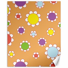 Floral Flowers Retro Canvas 11  X 14  by Mariart