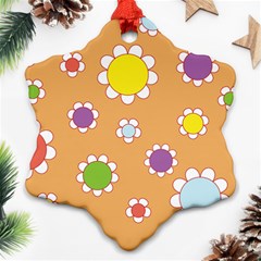 Floral Flowers Retro Snowflake Ornament (two Sides) by Mariart