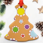 Floral Flowers Retro Christmas Tree Ornament (Two Sides) Back