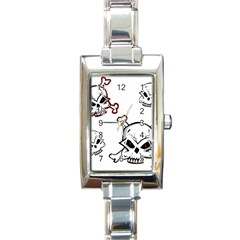 Illustration Vector Skull Rectangle Italian Charm Watch by Mariart