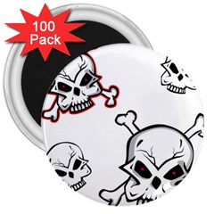 Illustration Vector Skull 3  Magnets (100 Pack) by Mariart