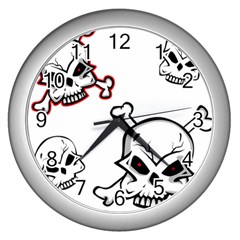 Illustration Vector Skull Wall Clock (silver) by Mariart