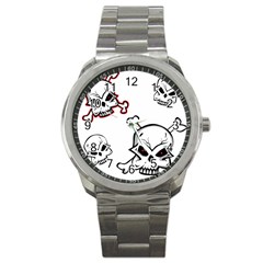 Illustration Vector Skull Sport Metal Watch by Mariart