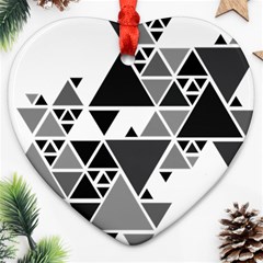 Gray Triangle Puzzle Ornament (heart) by Mariart