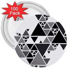 Gray Triangle Puzzle 3  Buttons (100 Pack)  by Mariart