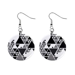 Gray Triangle Puzzle Mini Button Earrings