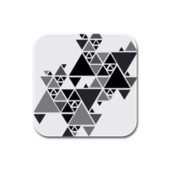 Gray Triangle Puzzle Rubber Square Coaster (4 Pack)  by Mariart