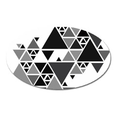 Gray Triangle Puzzle Oval Magnet by Mariart