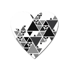 Gray Triangle Puzzle Heart Magnet by Mariart