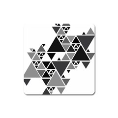 Gray Triangle Puzzle Square Magnet by Mariart