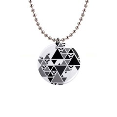 Gray Triangle Puzzle 1  Button Necklace by Mariart