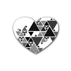 Gray Triangle Puzzle Heart Coaster (4 Pack)  by Mariart