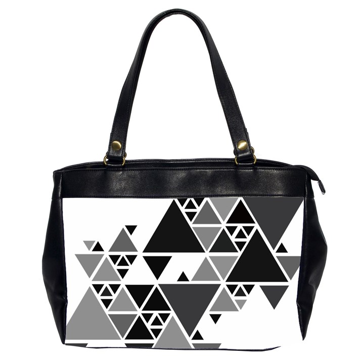 Gray Triangle Puzzle Oversize Office Handbag (2 Sides)