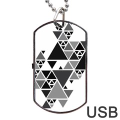 Gray Triangle Puzzle Dog Tag Usb Flash (one Side) by Mariart