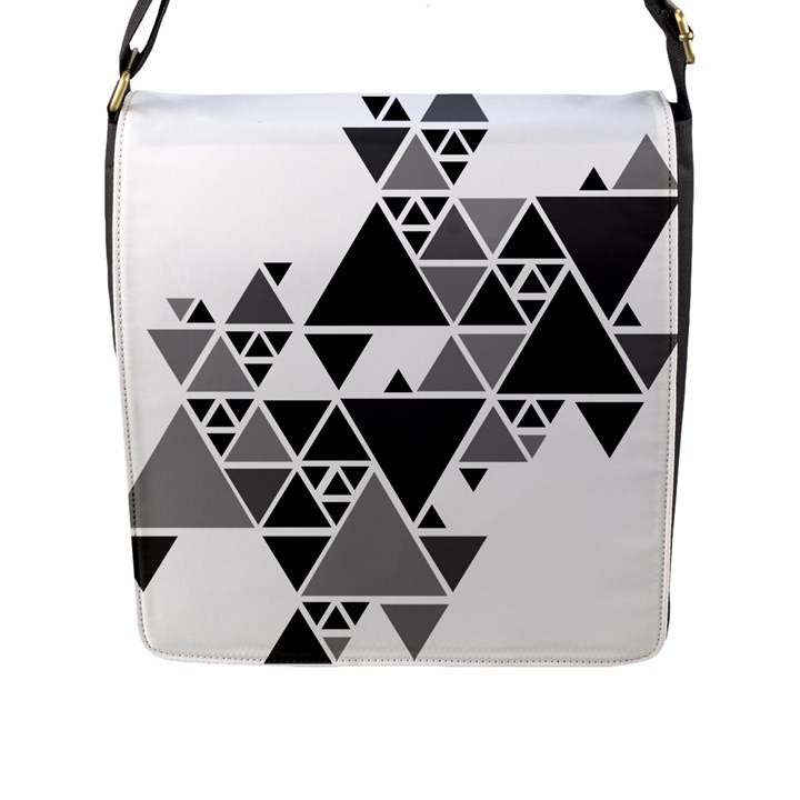 Gray Triangle Puzzle Flap Closure Messenger Bag (L)