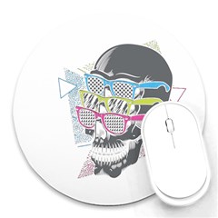 Illustration Skull Rainbow Round Mousepads by Mariart