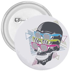 Illustration Skull Rainbow 3  Buttons by Mariart