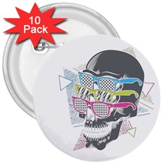 Illustration Skull Rainbow 3  Buttons (10 Pack)  by Mariart