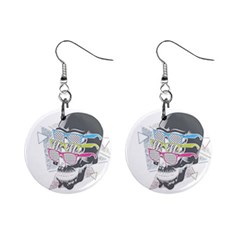 Illustration Skull Rainbow Mini Button Earrings by Mariart