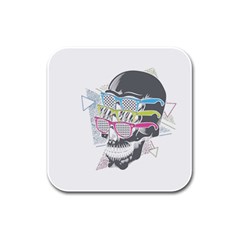 Illustration Skull Rainbow Rubber Square Coaster (4 Pack)  by Mariart