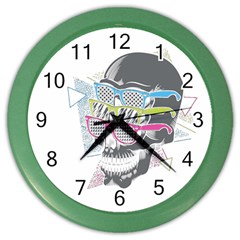 Illustration Skull Rainbow Color Wall Clock by Mariart