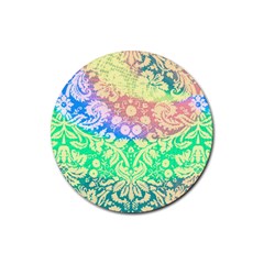 Hippie Fabric Background Tie Dye Rubber Coaster (round)  by Mariart