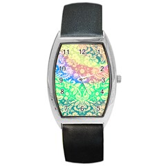 Hippie Fabric Background Tie Dye Barrel Style Metal Watch by Mariart