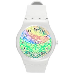 Hippie Fabric Background Tie Dye Round Plastic Sport Watch (m)