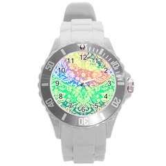 Hippie Fabric Background Tie Dye Round Plastic Sport Watch (l) by Mariart