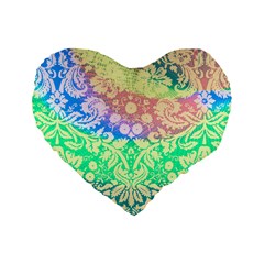 Hippie Fabric Background Tie Dye Standard 16  Premium Heart Shape Cushions by Mariart