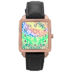 Hippie Fabric Background Tie Dye Rose Gold Leather Watch  by Mariart