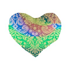 Hippie Fabric Background Tie Dye Standard 16  Premium Flano Heart Shape Cushions by Mariart