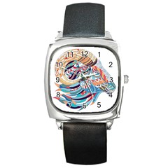 Goat Sheep Ethnic Square Metal Watch by Mariart