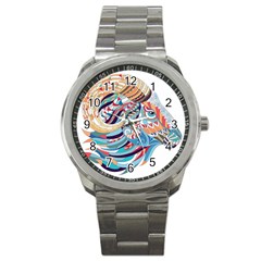 Goat Sheep Ethnic Sport Metal Watch by Mariart