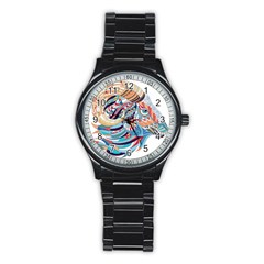 Goat Sheep Ethnic Stainless Steel Round Watch by Mariart